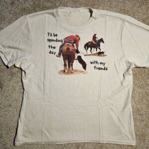 Day With My Friends Horse Cowdog T-shirt Cowboy Grunge Country